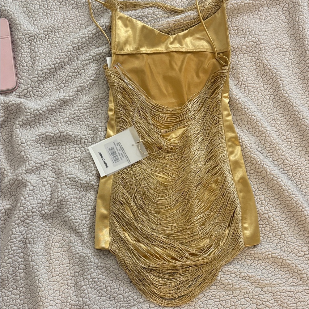 Jaded London Lavinia Backless Fringe Mini Dress in Gold - Picture 12 of 12
